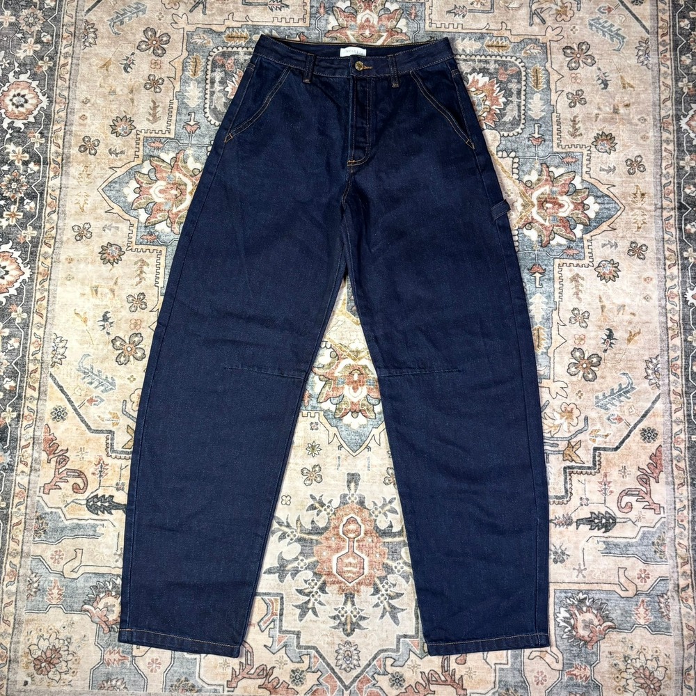 MESHKI Dark Wash Barrel Leg Jeans High Waisted Wide Leg Denim Blue Size 6